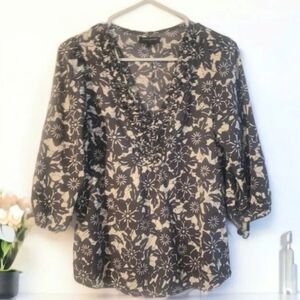 Womens Sheer Black and White Top medium